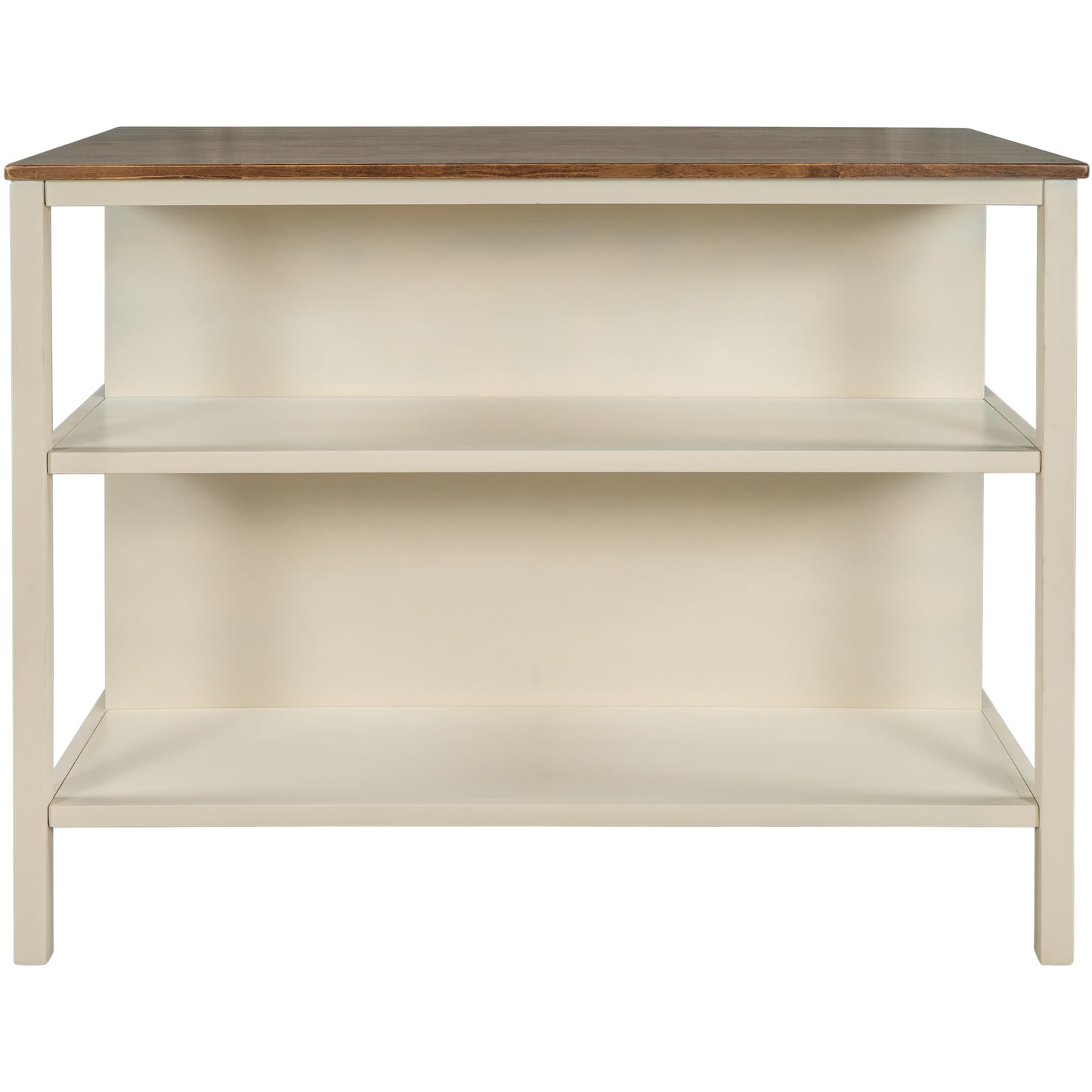 Twoshelf white shelving unit with wooden top