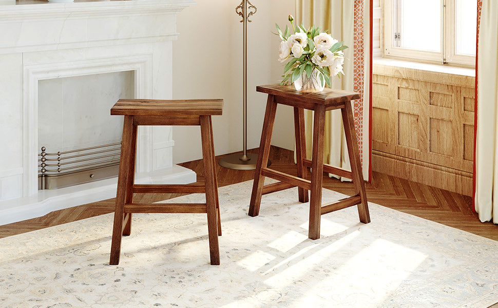 Solid wood backless bar stool with natural finish