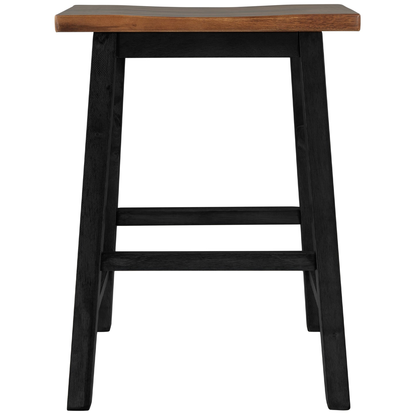 Black wood bar stool with a natural wood seat