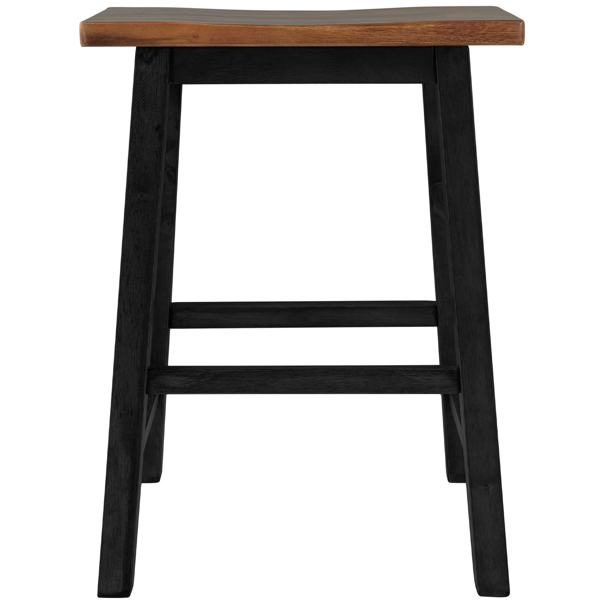 Black wood bar stool with a natural wood seat