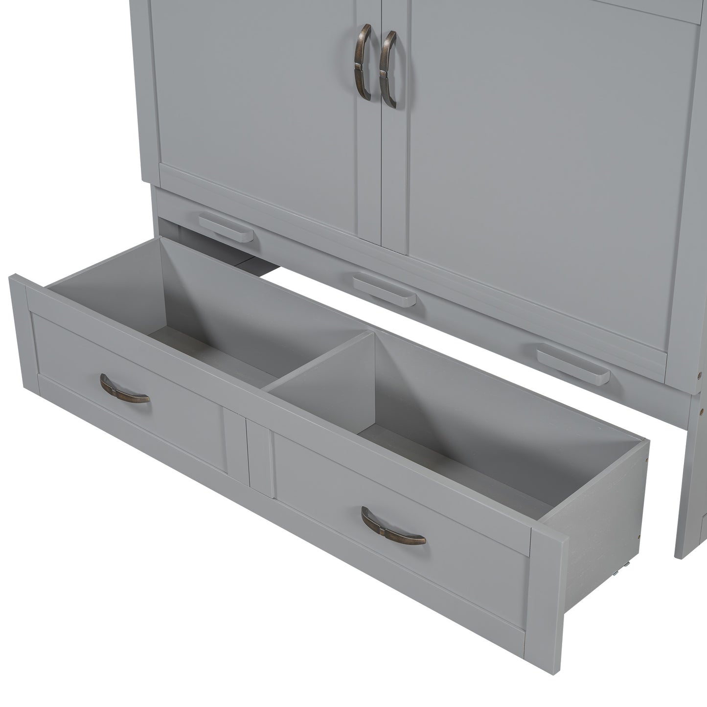 Gray wood dresser with two large drawers