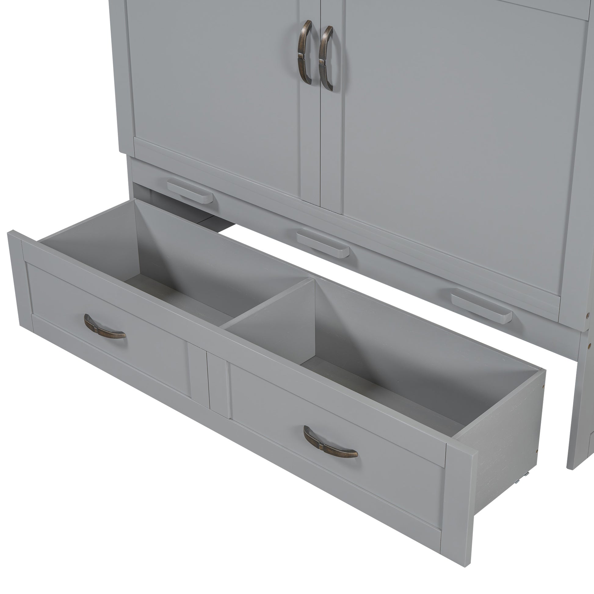 Gray wood dresser with two large drawers