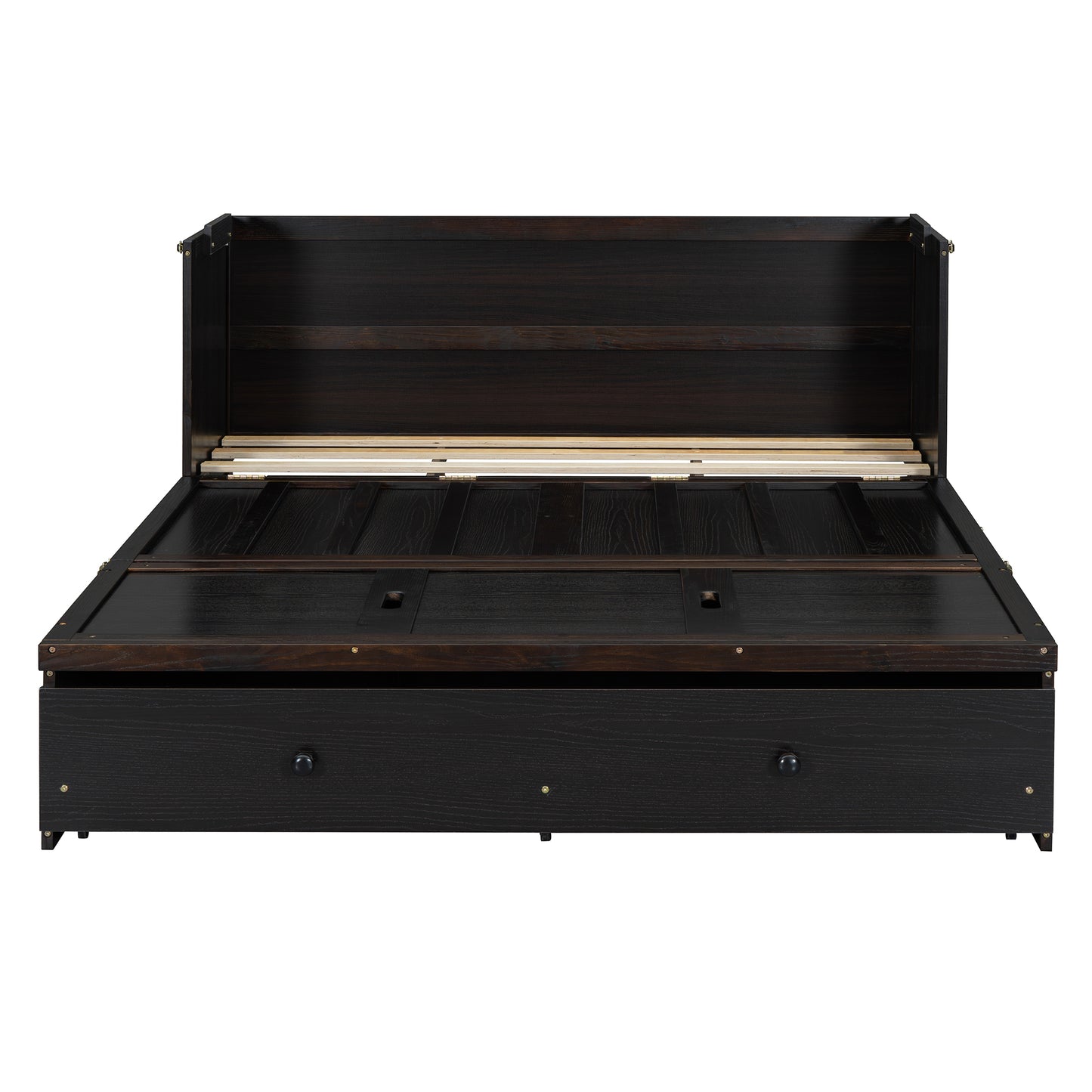 Dark espresso wood storage daybed with three drawers