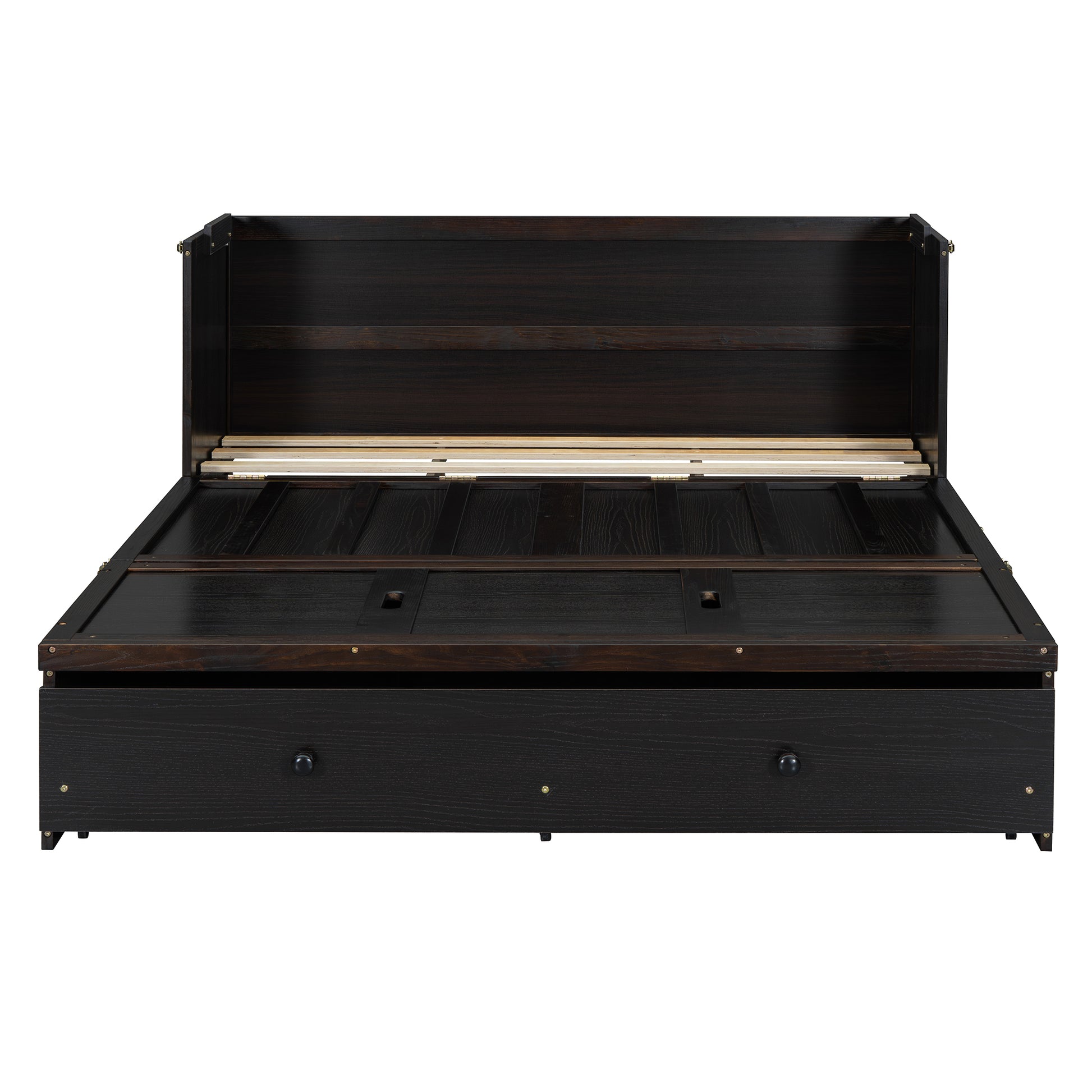 Dark espresso wood storage daybed with three drawers