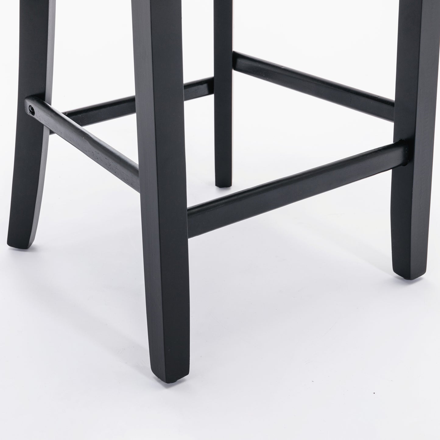 Black wooden bar stool legs with footrest