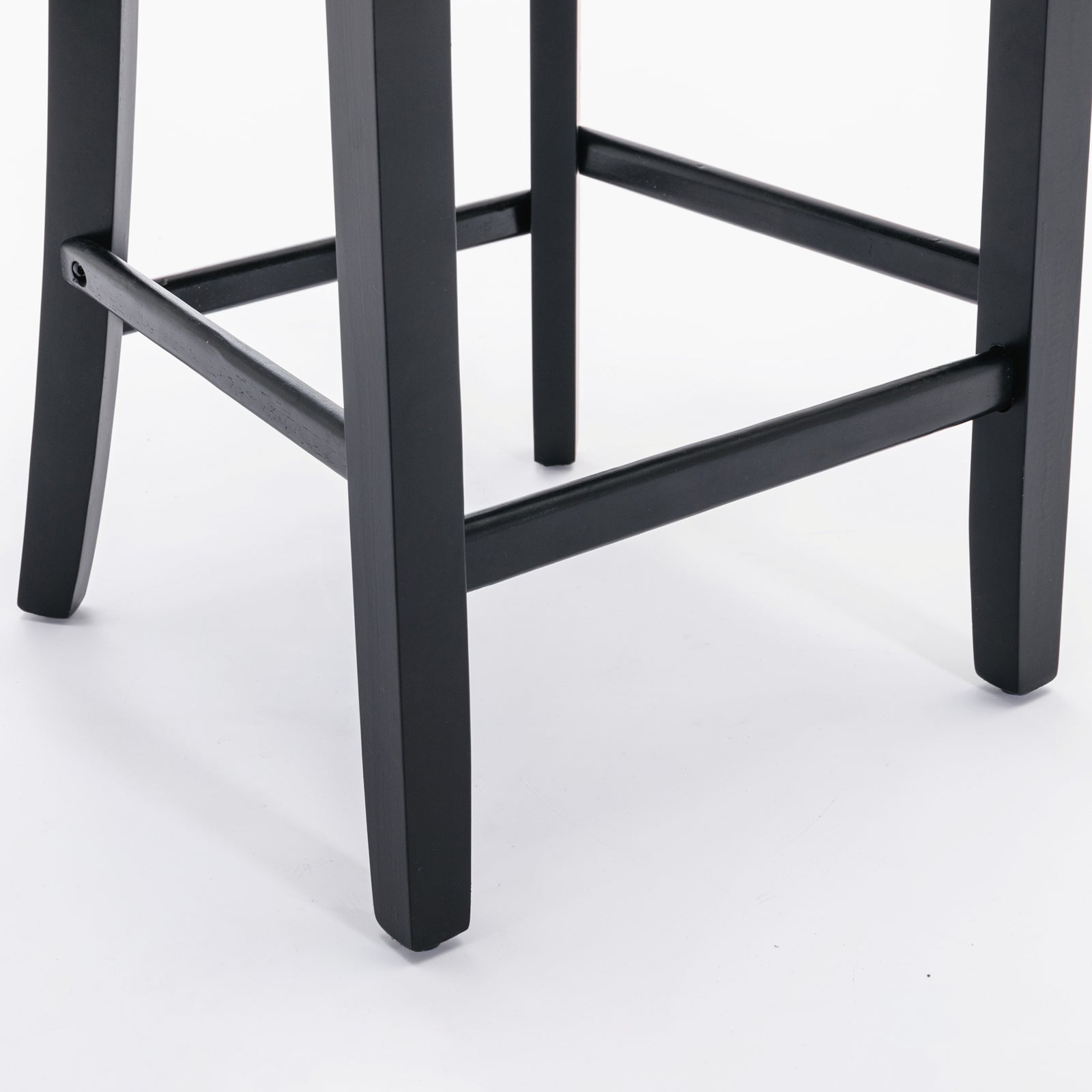 Black wooden bar stool legs with footrest