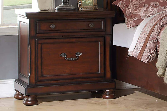 TREATLIFE HOME Traditional Cherry Finish Nightstand with 2 Drawers, Classic Bedside Storage Table for Bedroom Furniture