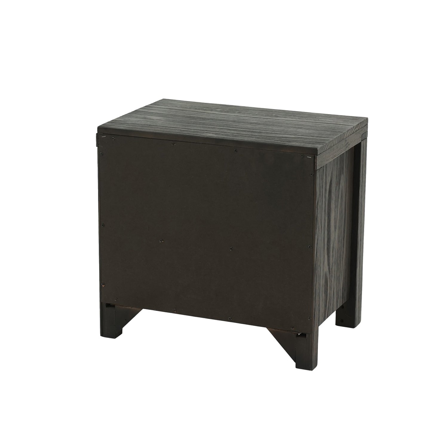 Dark wood grain nightstand with a simple modern design