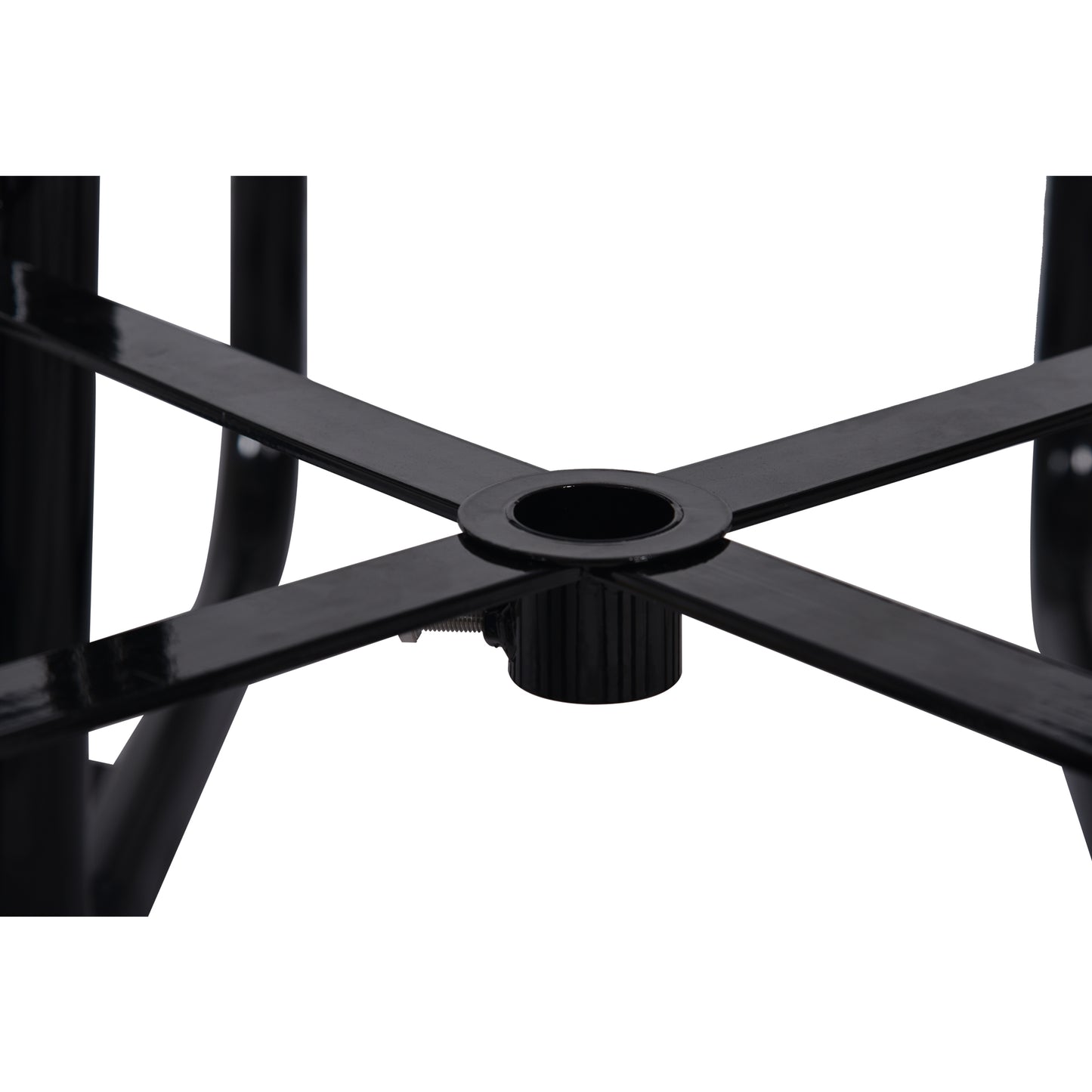 Black metal Christmas tree stand with adjustable screw and wide base