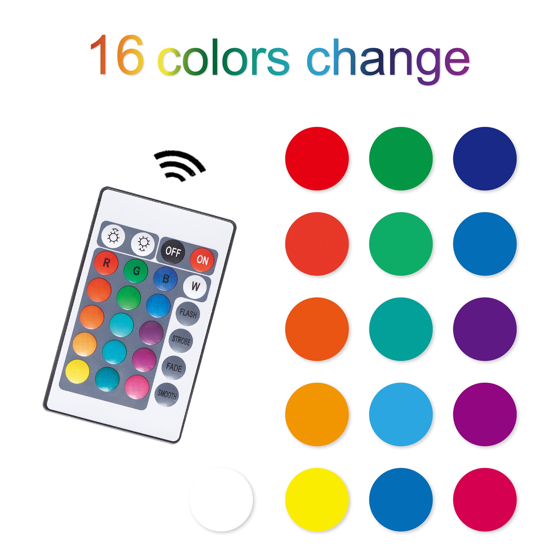 This remote control features  color options for LED lighting adjustment