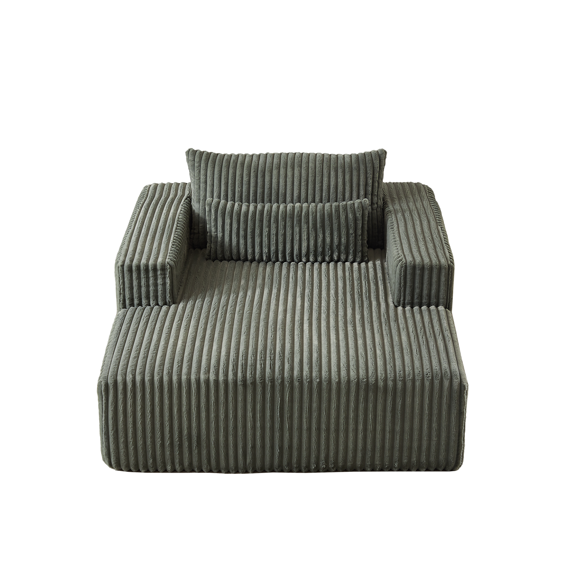 Sage green corduroy modular sofa with plush cushions and clean lines
