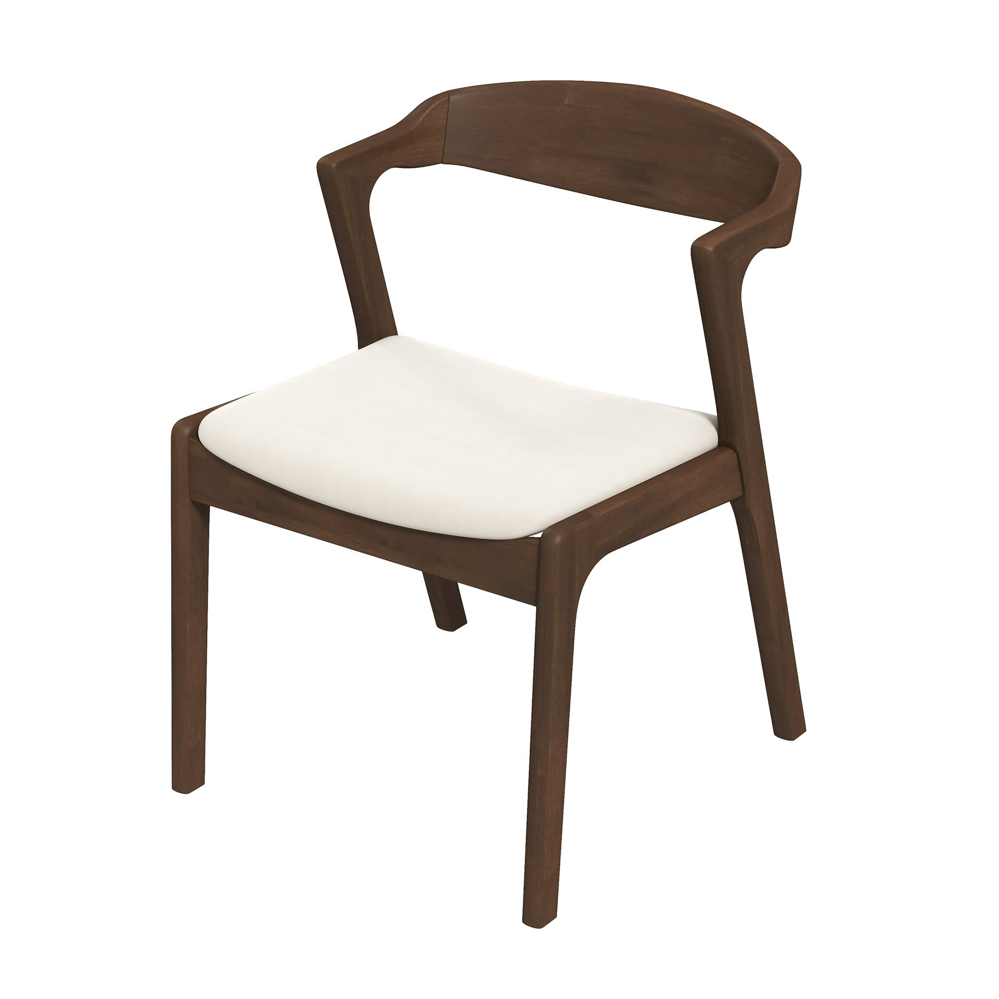 Modern walnut armchair with plush ivory seat cushion for dining or accent