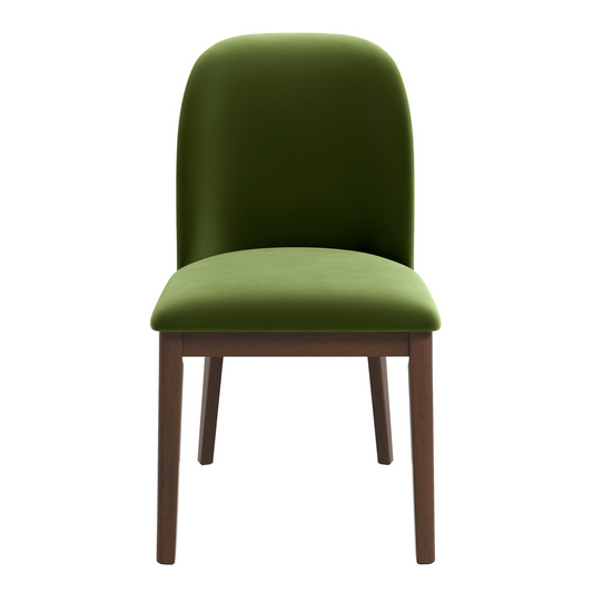 Olive green velvet dining chair with dark wood legs modern design for a stylish home