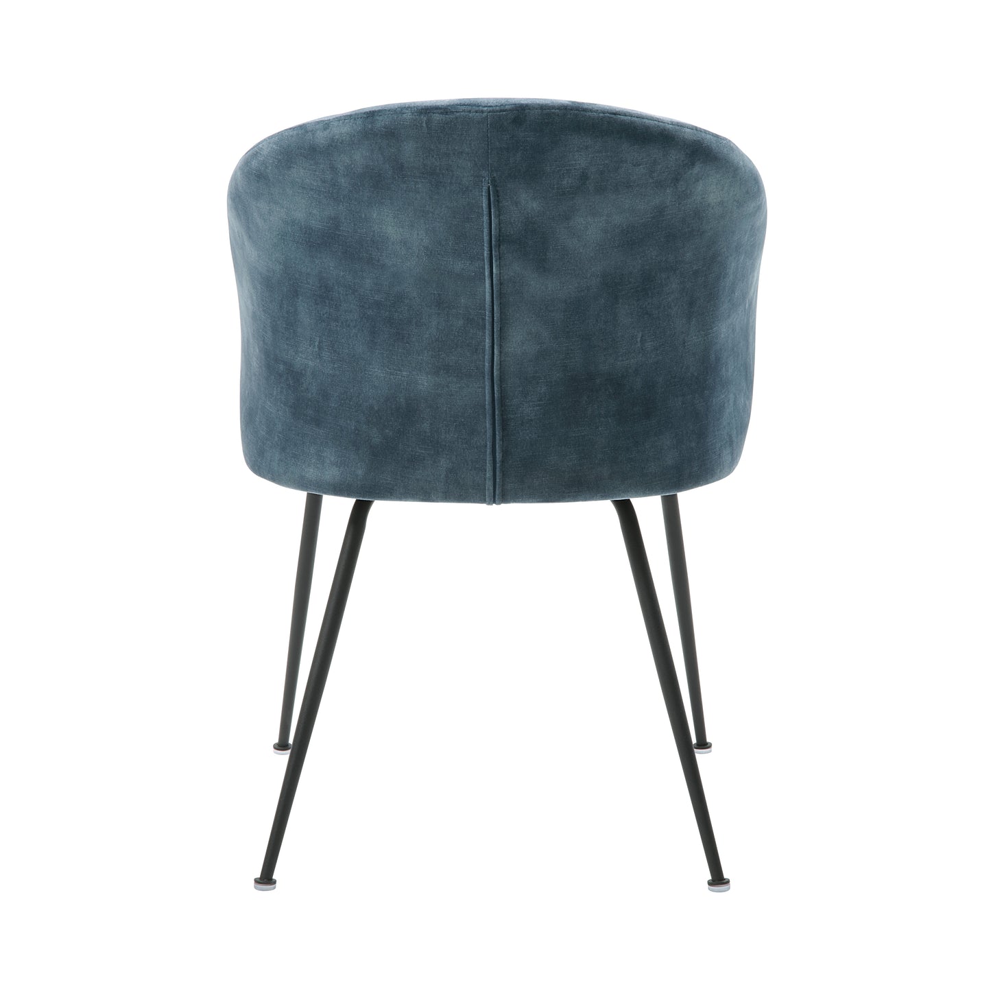 Teal velvet accent chair with subtle stitching and black metal legs