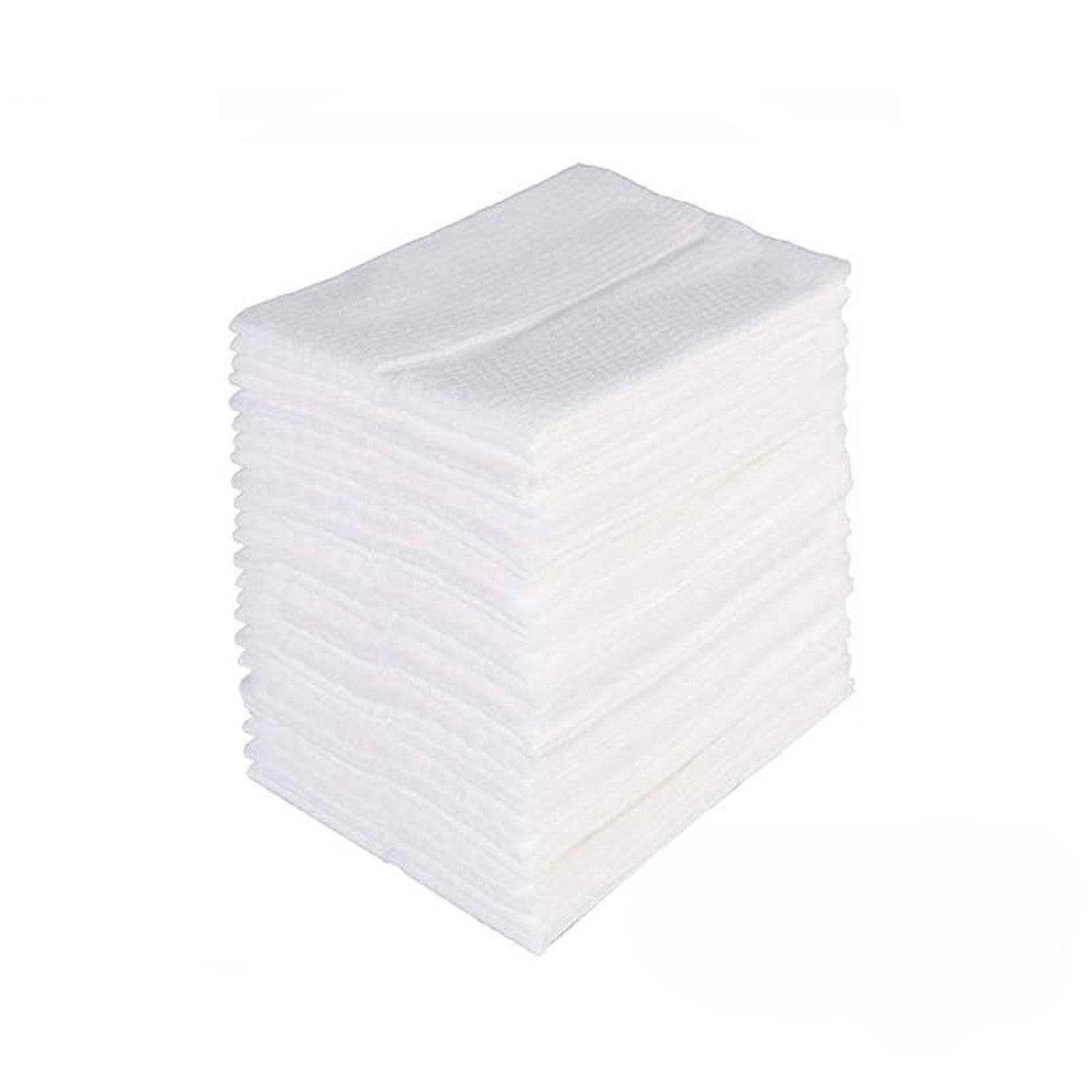 Stack of  white disposable gauze pads for wound care