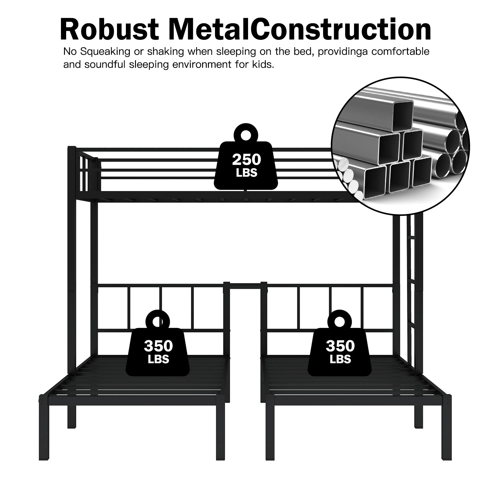 Black metal bunk bed frame top bunk supports  lbs bottom supports  lbs
