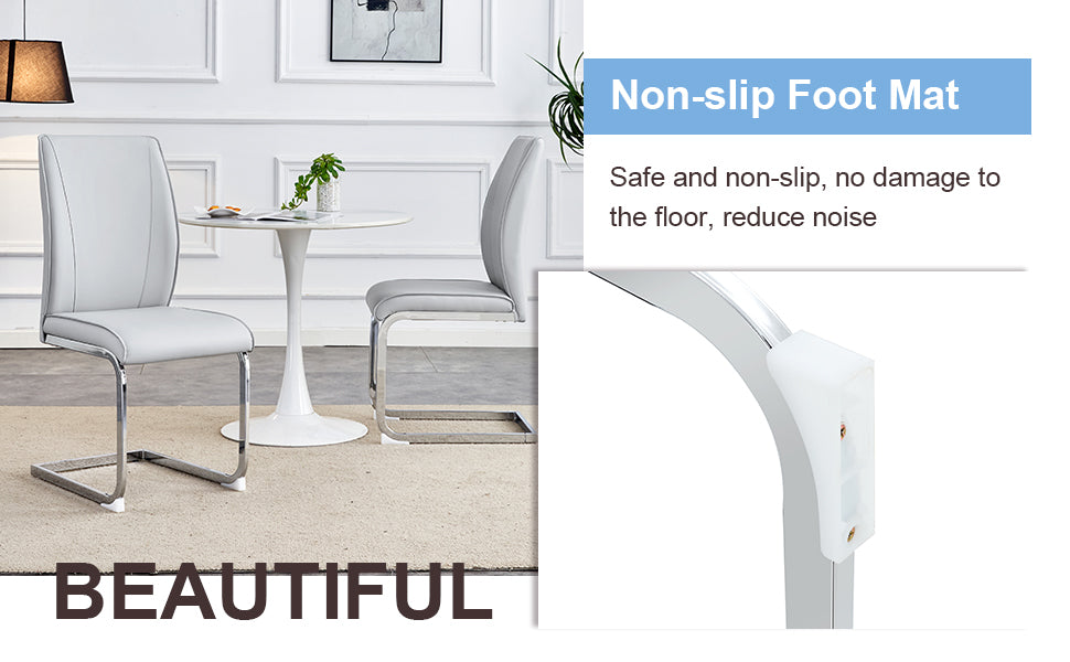 White nonslip foot mat protector for dining chairs prevents floor damage