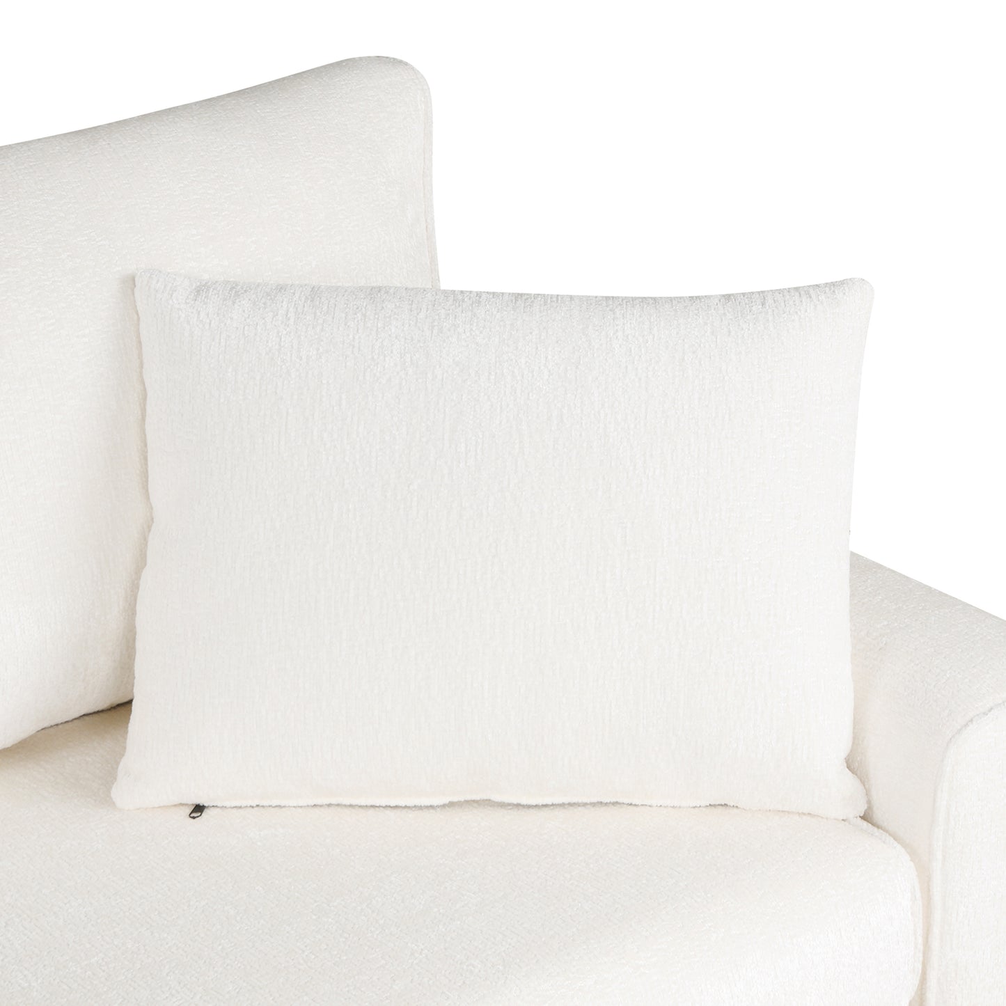 Plush white boucl throw pillow with a textured fabric perfect for sofa decor