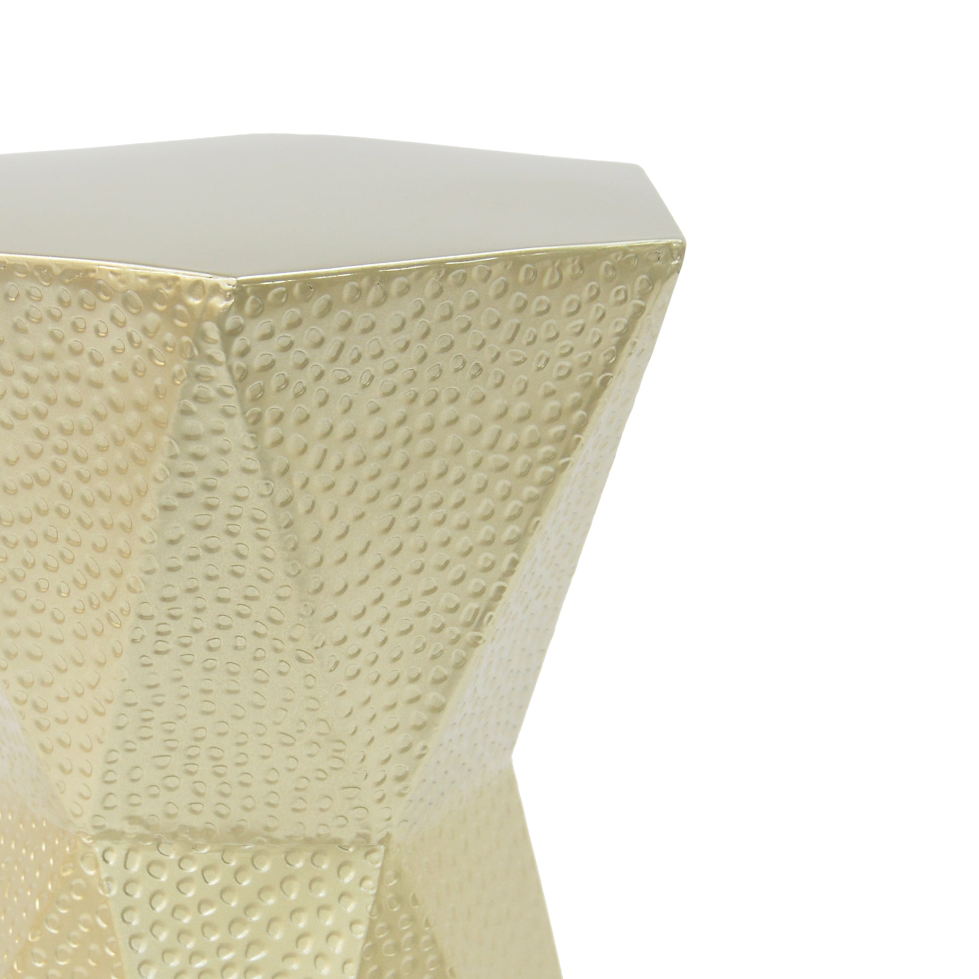 Textured gold geometric accent table with hammered finish