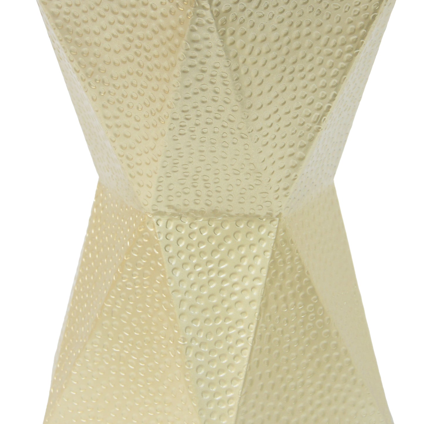 Textured translucent amber hourglass decorative object with embossed dot pattern