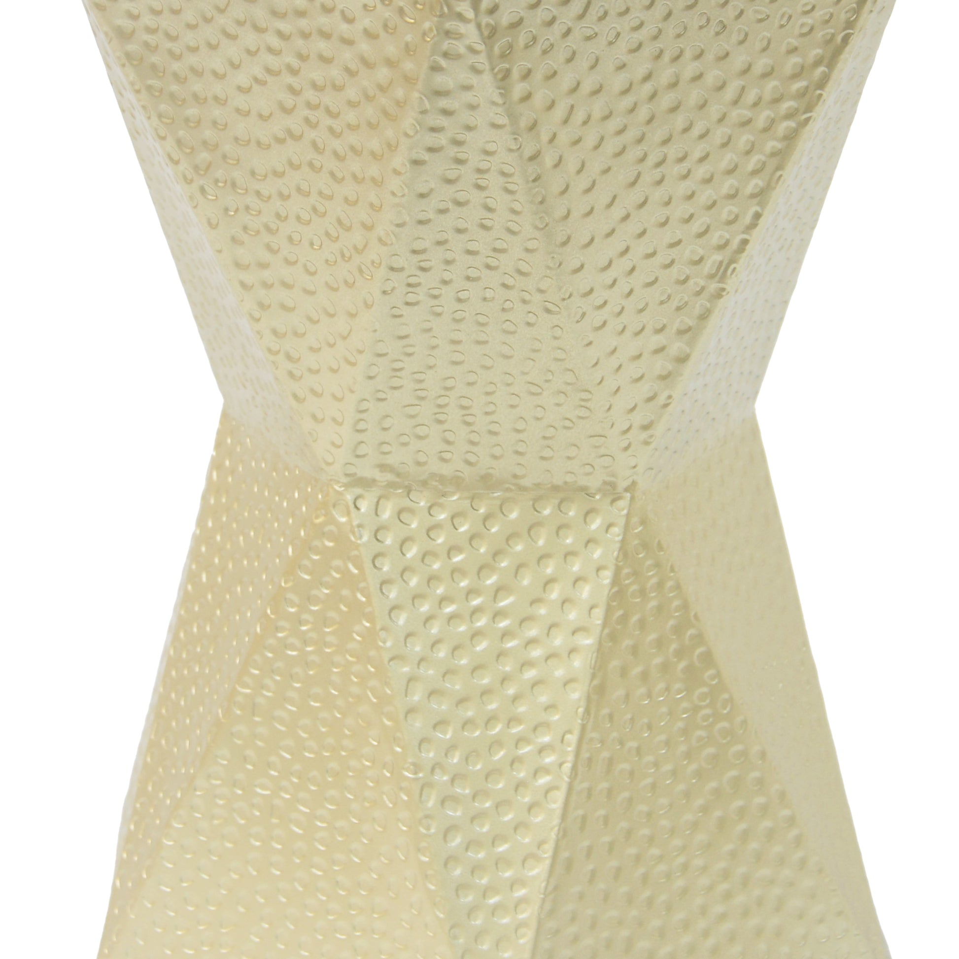 Textured translucent amber hourglass decorative object with embossed dot pattern