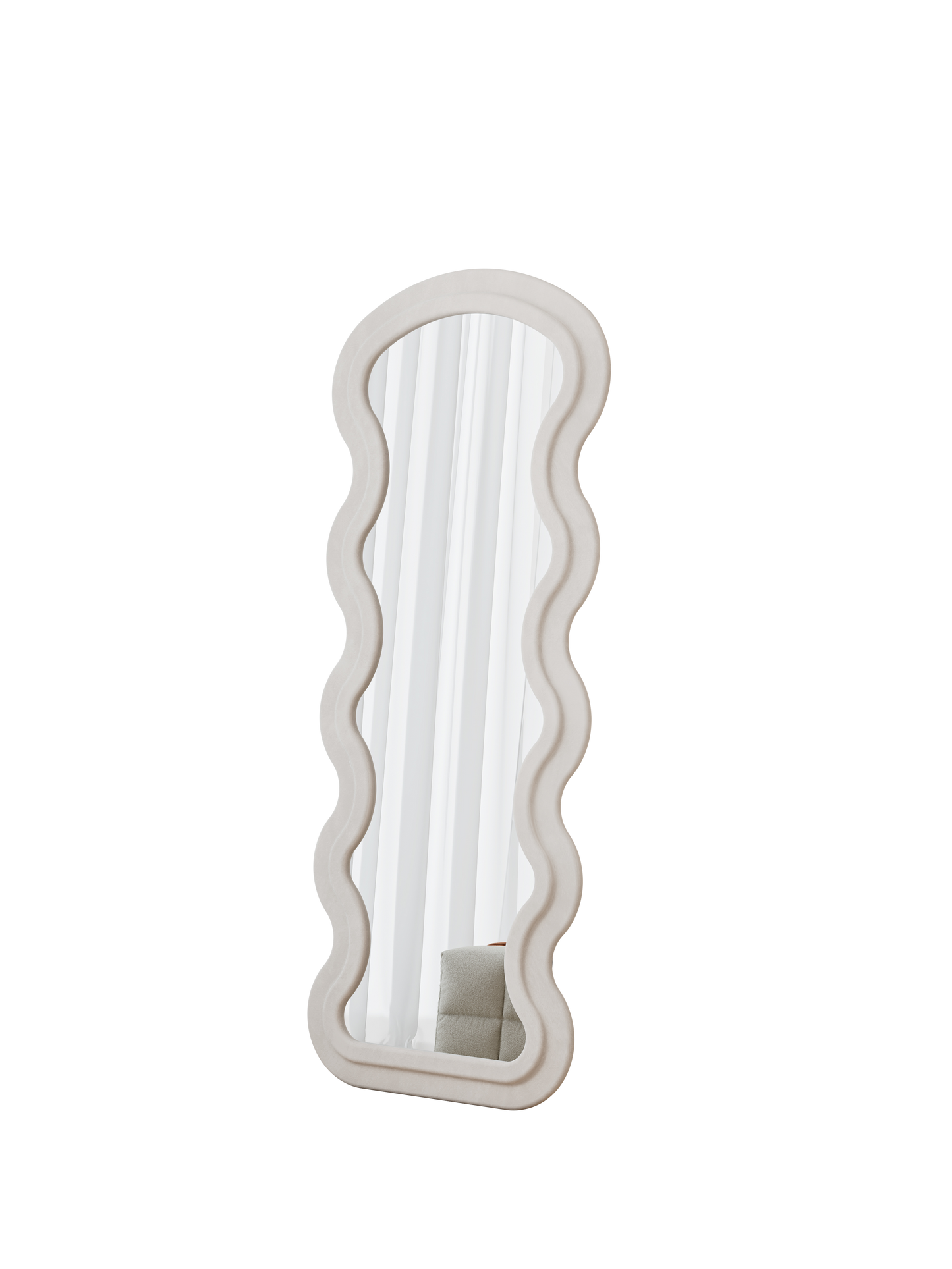 Cream wavy frame fulllength mirror with a modern organic design