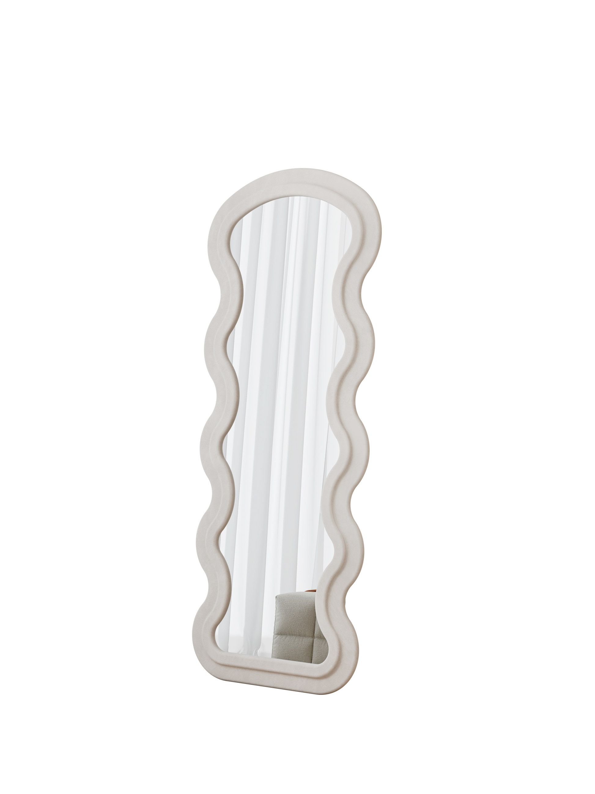 Cream wavy frame fulllength mirror with a modern organic design