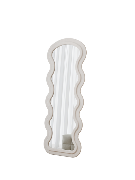 Cream wavy frame fulllength mirror with a modern organic design