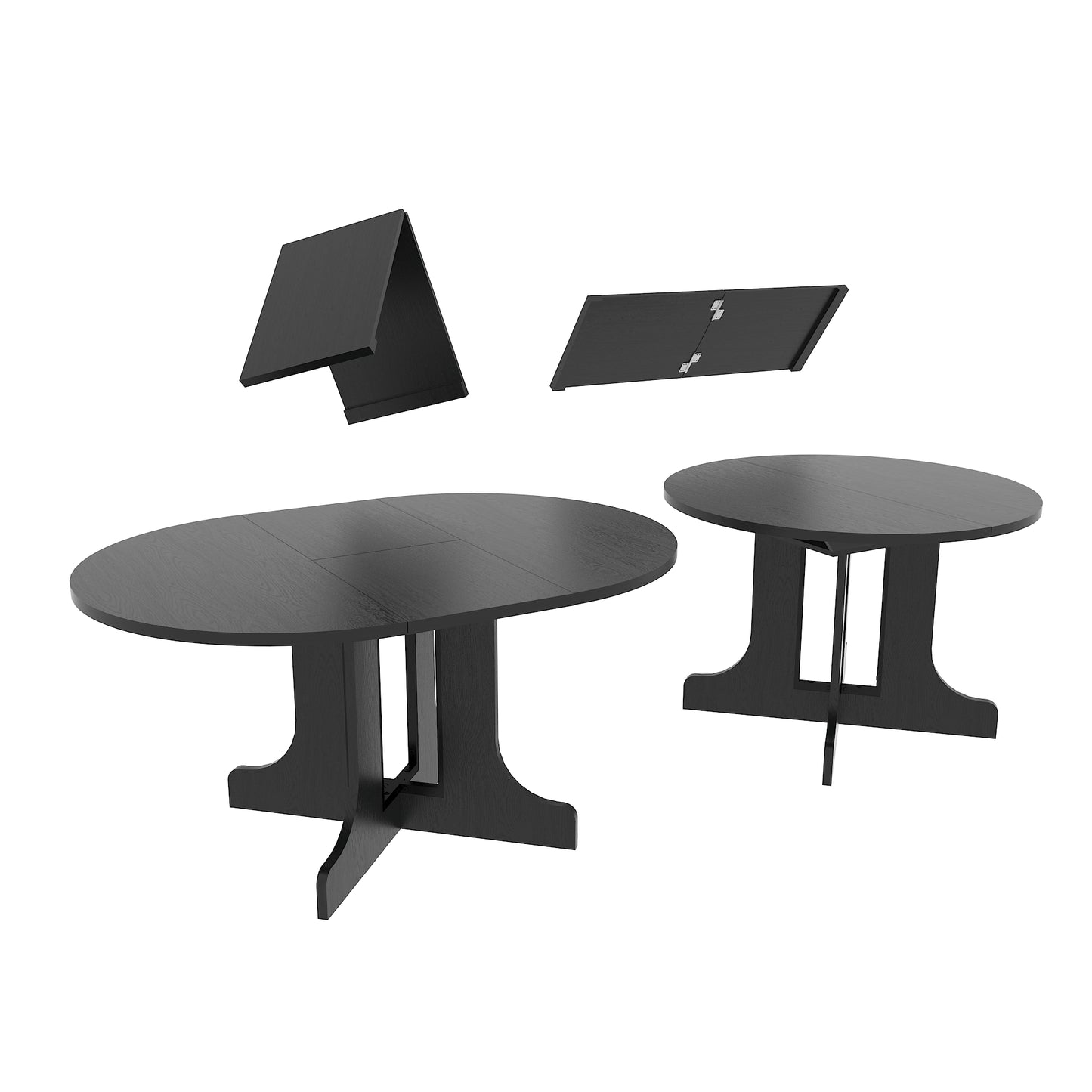 Dark oak oval dining table with extendable leaves for versatile seating