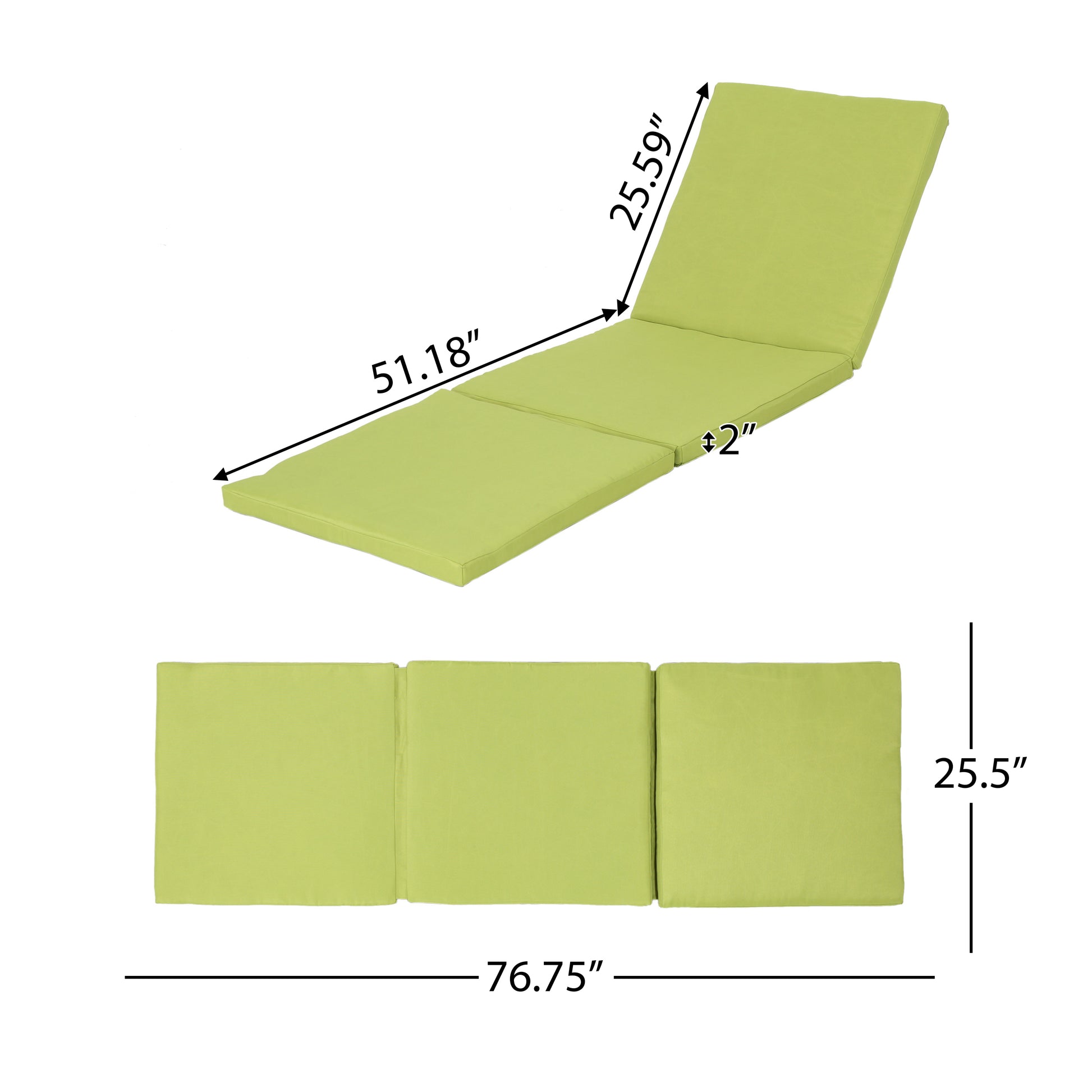 Lime green outdoor chaise lounge cushion with adjustable back  L