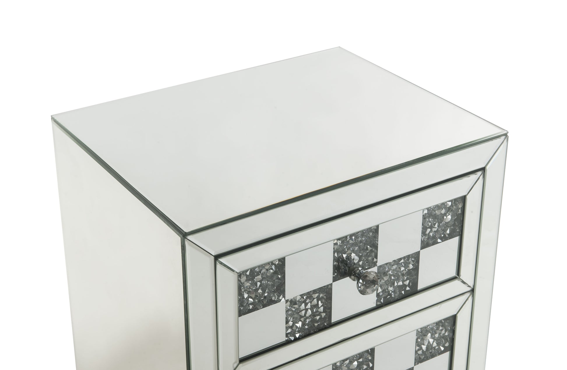 Mirrored bedside table with crystal inlay drawers modern glam accent