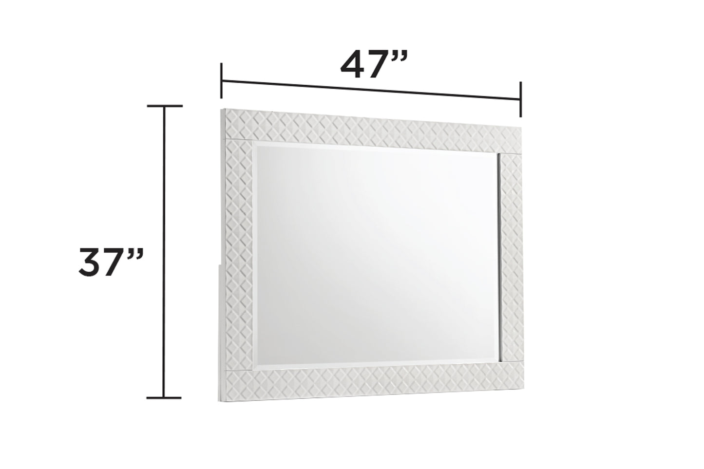 White diamondpatterned frame on a  wide bathroom mirror  height