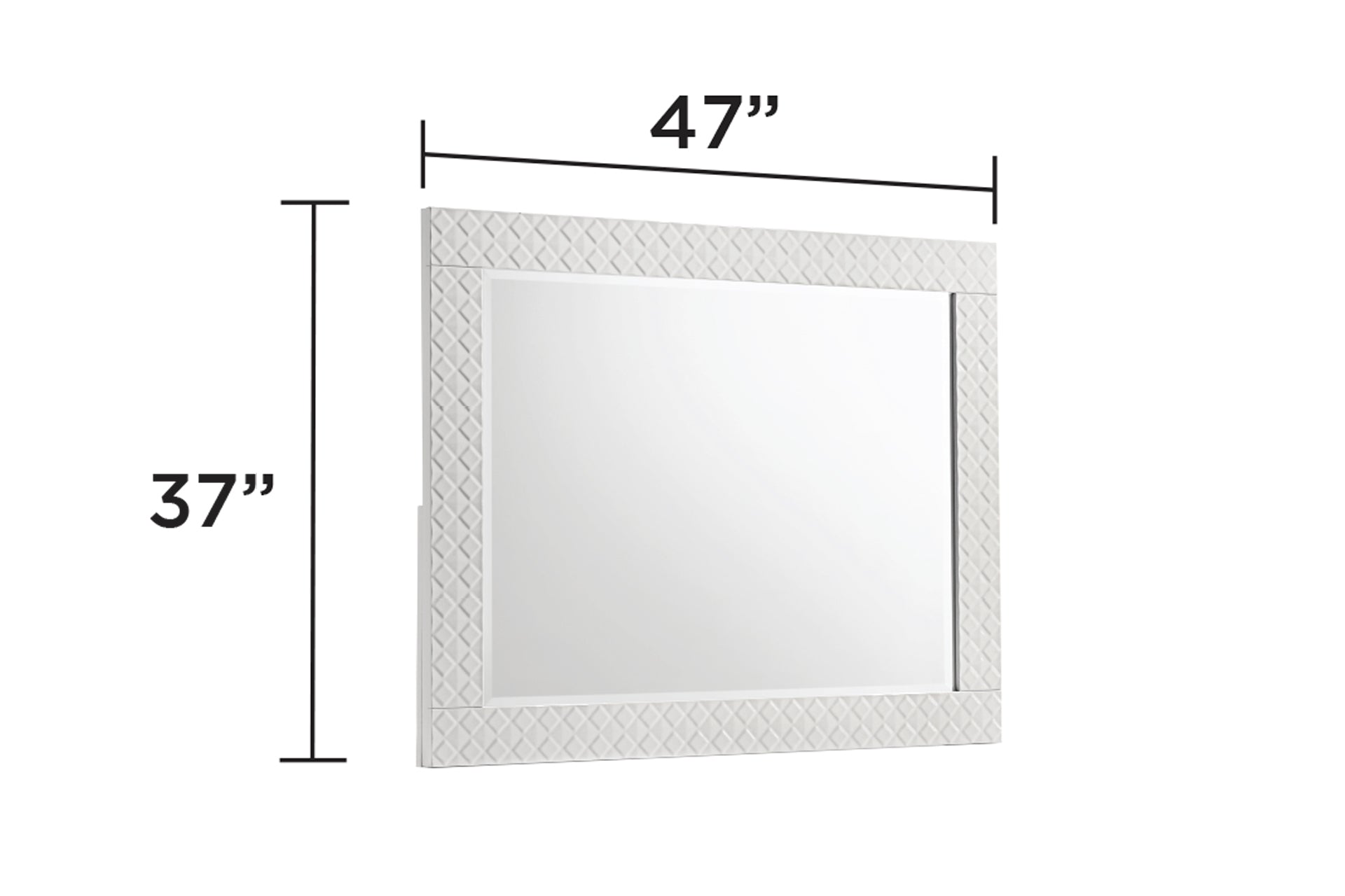 White diamondpatterned frame on a  wide bathroom mirror  height