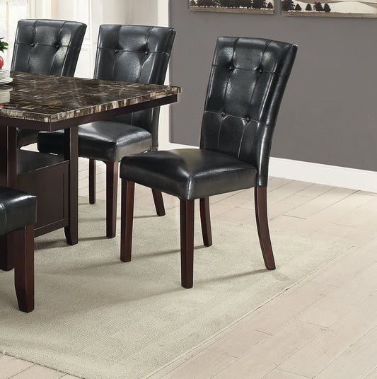 TREATLIFE HOME Set of 2 Modern Parson Dining Chairs, Black Faux Leather Tufted Back, Contemporary Design