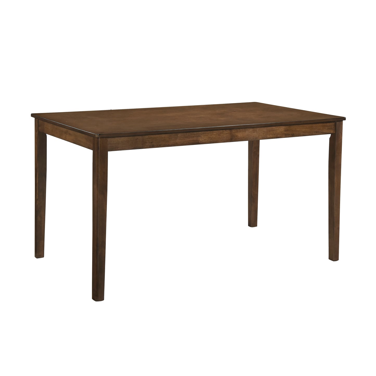 Dark wood rectangular dining table with clean lines and four tapered legs