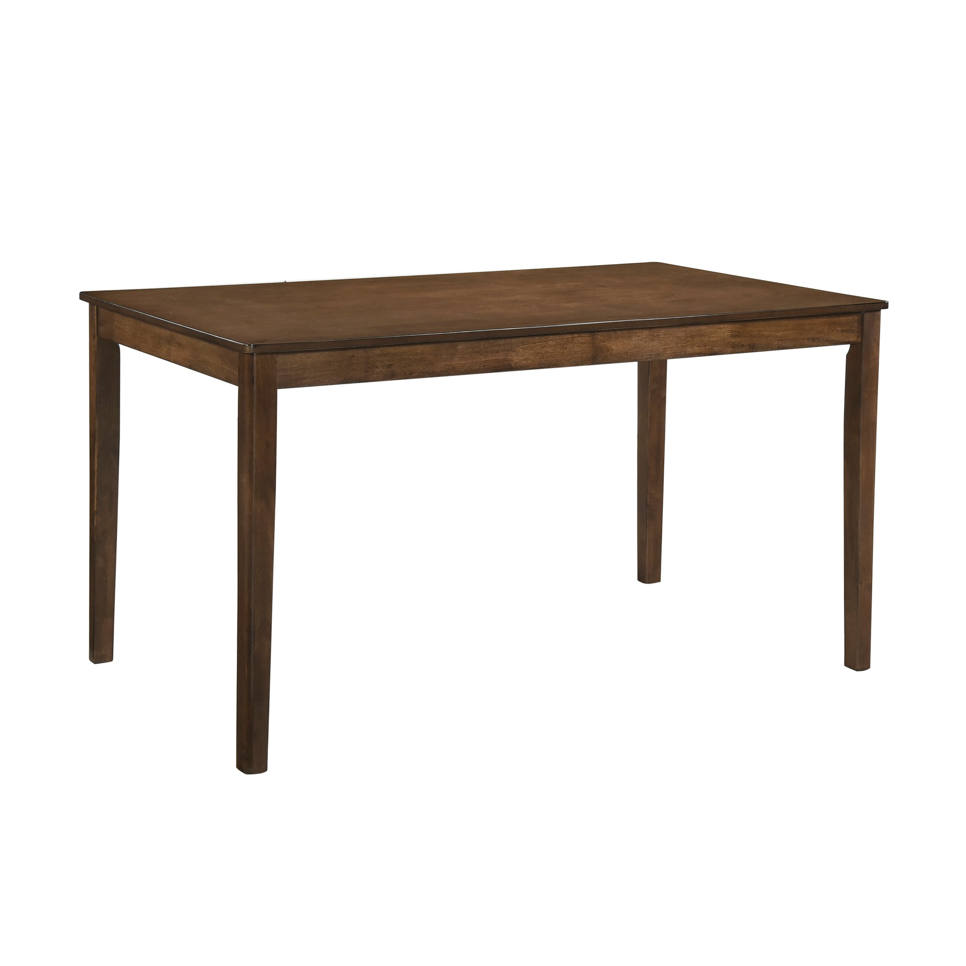Dark wood rectangular dining table with clean lines and four tapered legs
