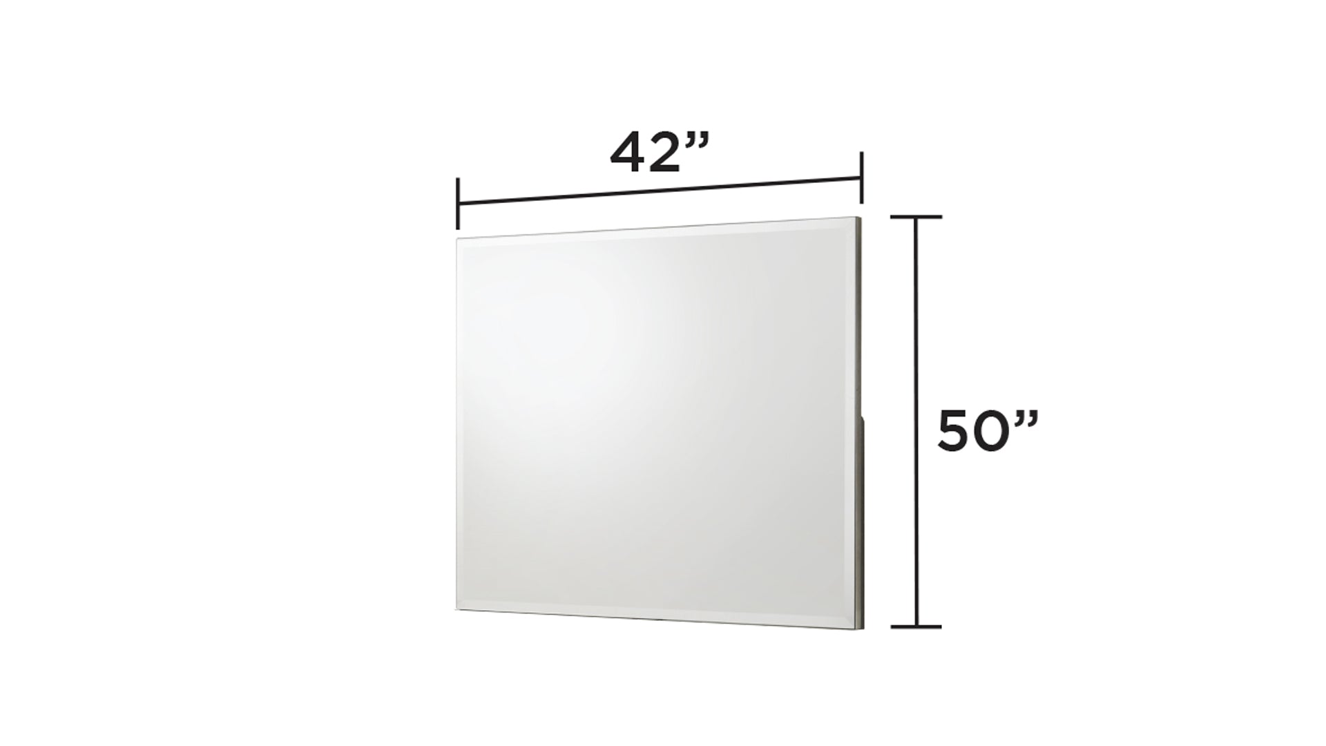 Rectangular frameless beveled mirror  inches wide and  inches high