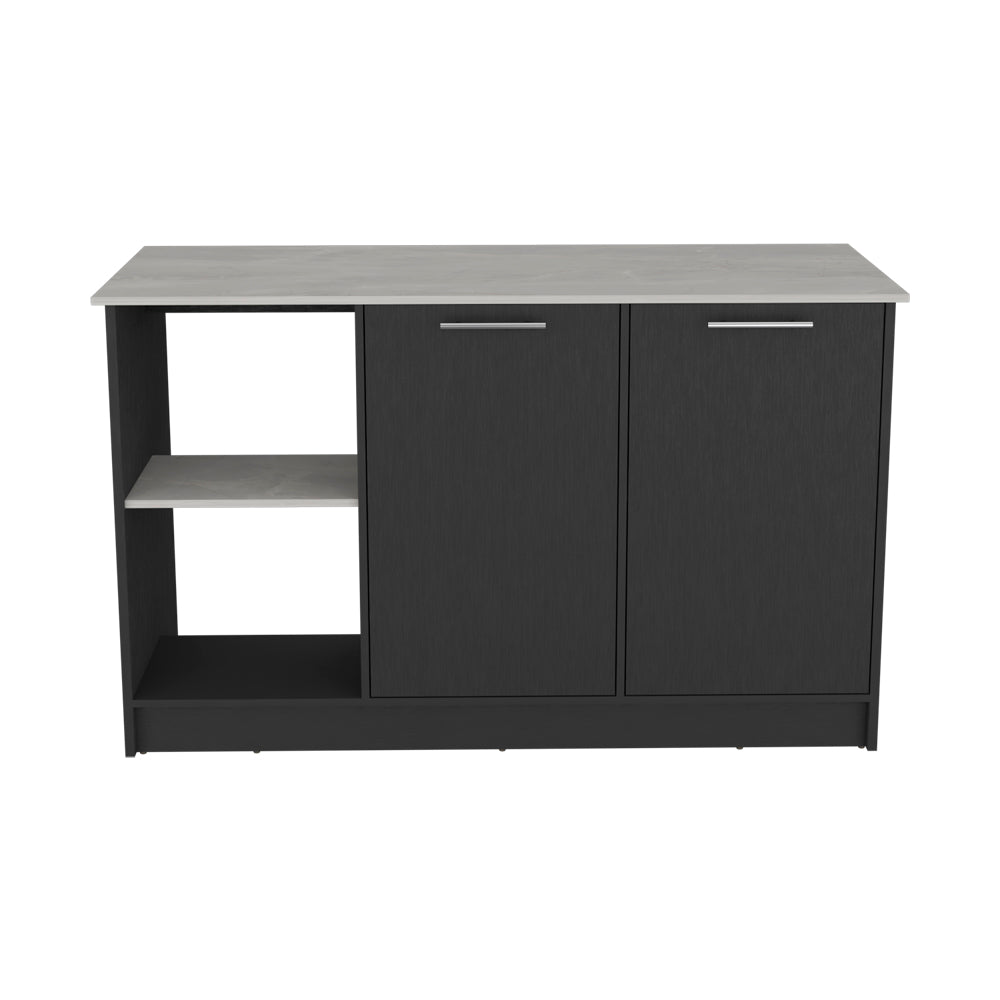TREATLIFE HOME Kitchen Island with Generous Countertop and Open Shelving, Double-Door Cabinet, Versatile Use for Kitchen Decor