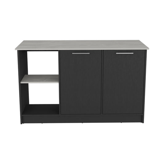 TREATLIFE HOME Kitchen Island with Generous Countertop and Open Shelving, Double-Door Cabinet, Versatile Use for Kitchen Decor