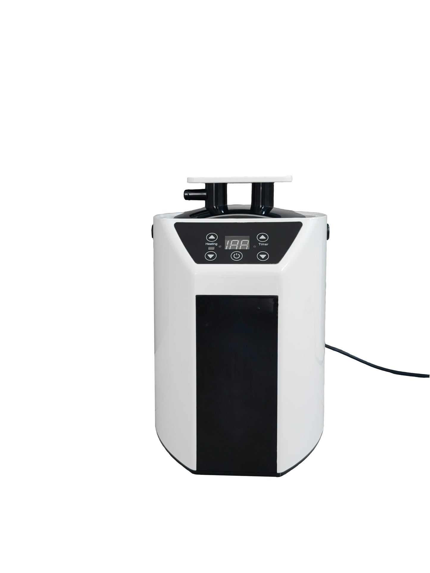 White and black portable steam generator for saunas digital display  characters