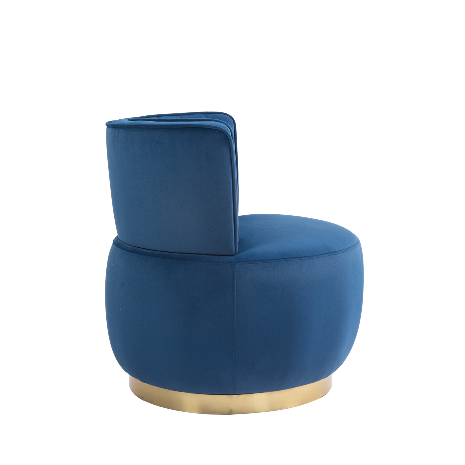 Navy blue velvet accent chair with gold base modern design