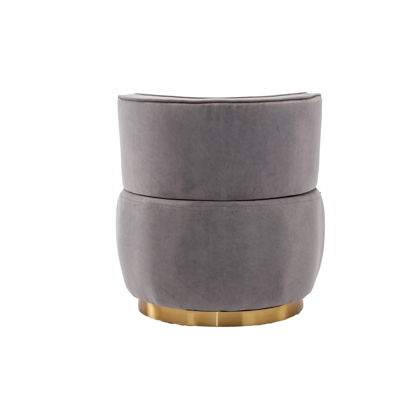 Plush grey velvet ottoman with elegant gold base perfect for modern living rooms