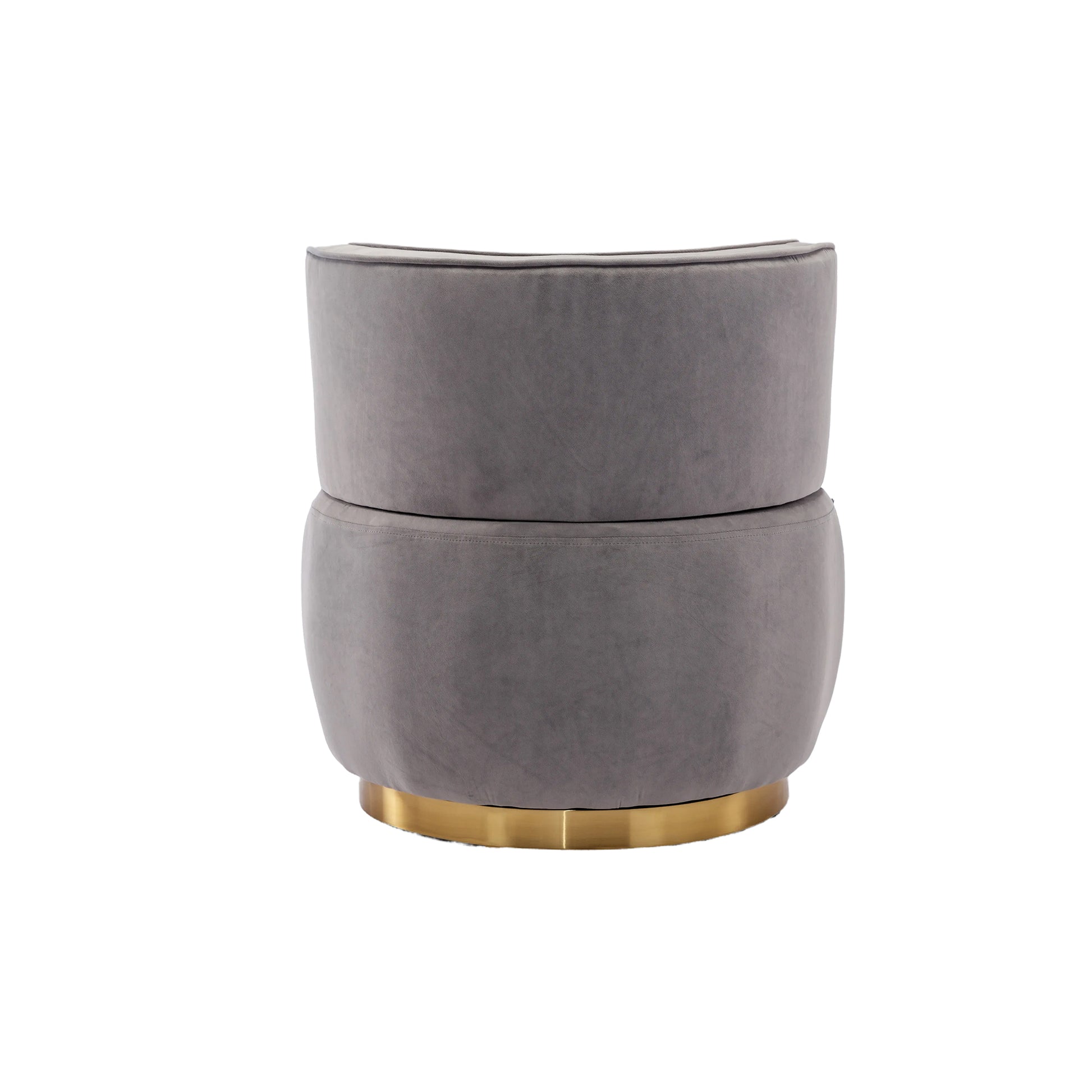 Plush grey velvet ottoman with elegant gold base perfect for modern living rooms