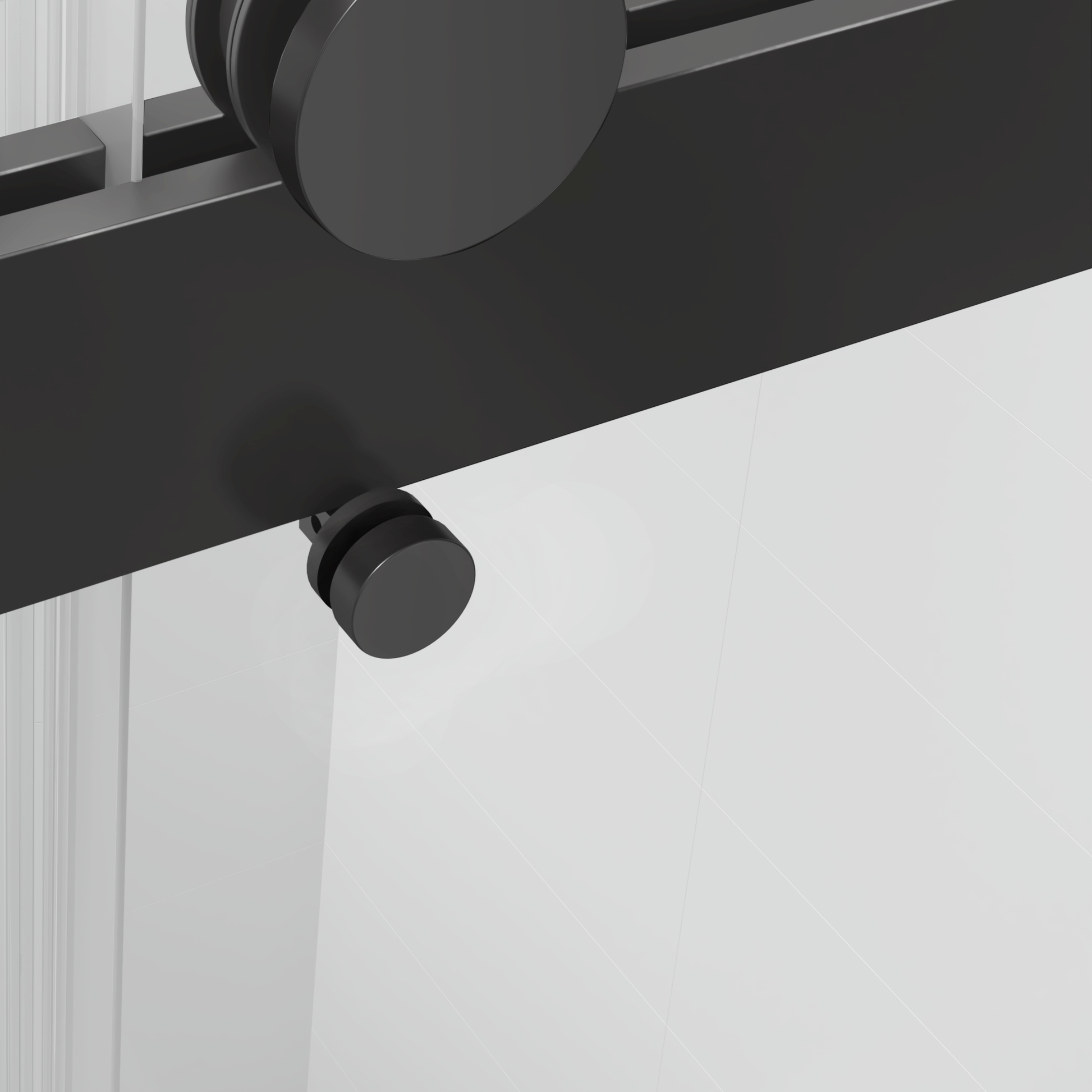 Black shower door roller assembly with sleek metal finish