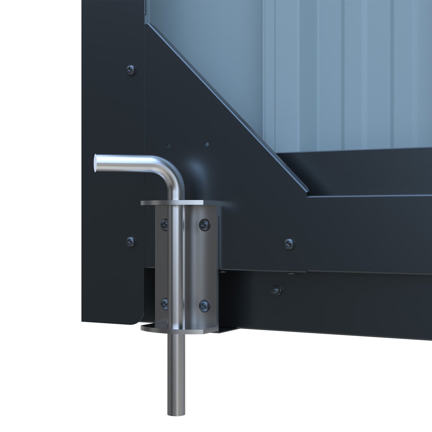 Heavyduty stainless steel gate bolt with a Lshaped handle for secure locking mechanisms