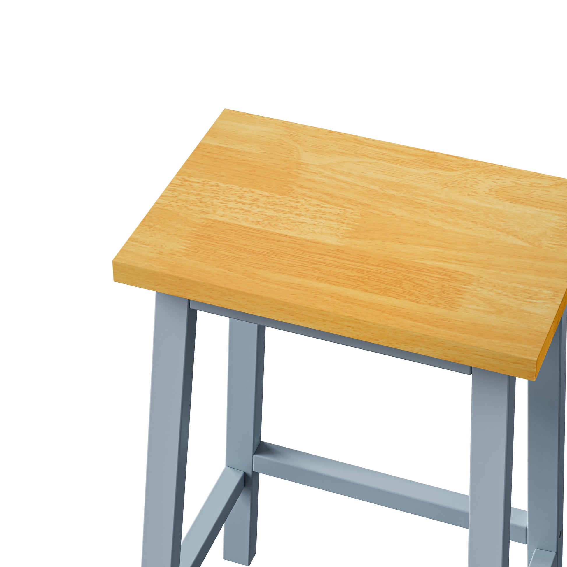 Wooden seat counter stool with grey metal legs