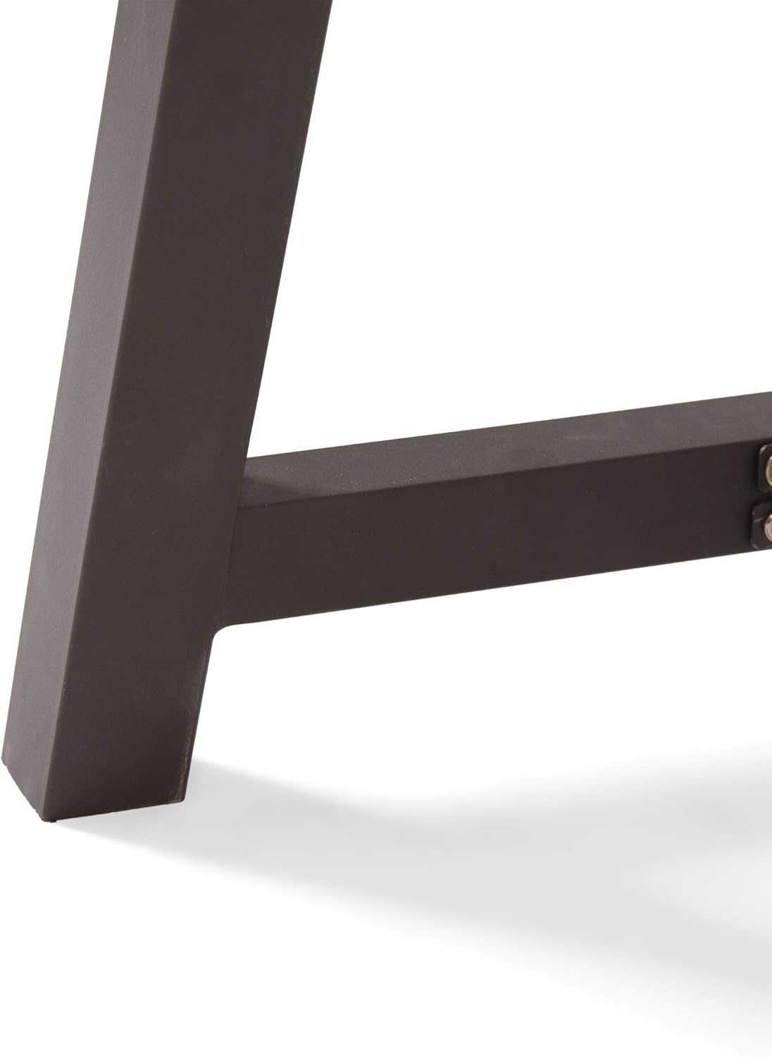 Dark brown metal table leg with sturdy industrial design