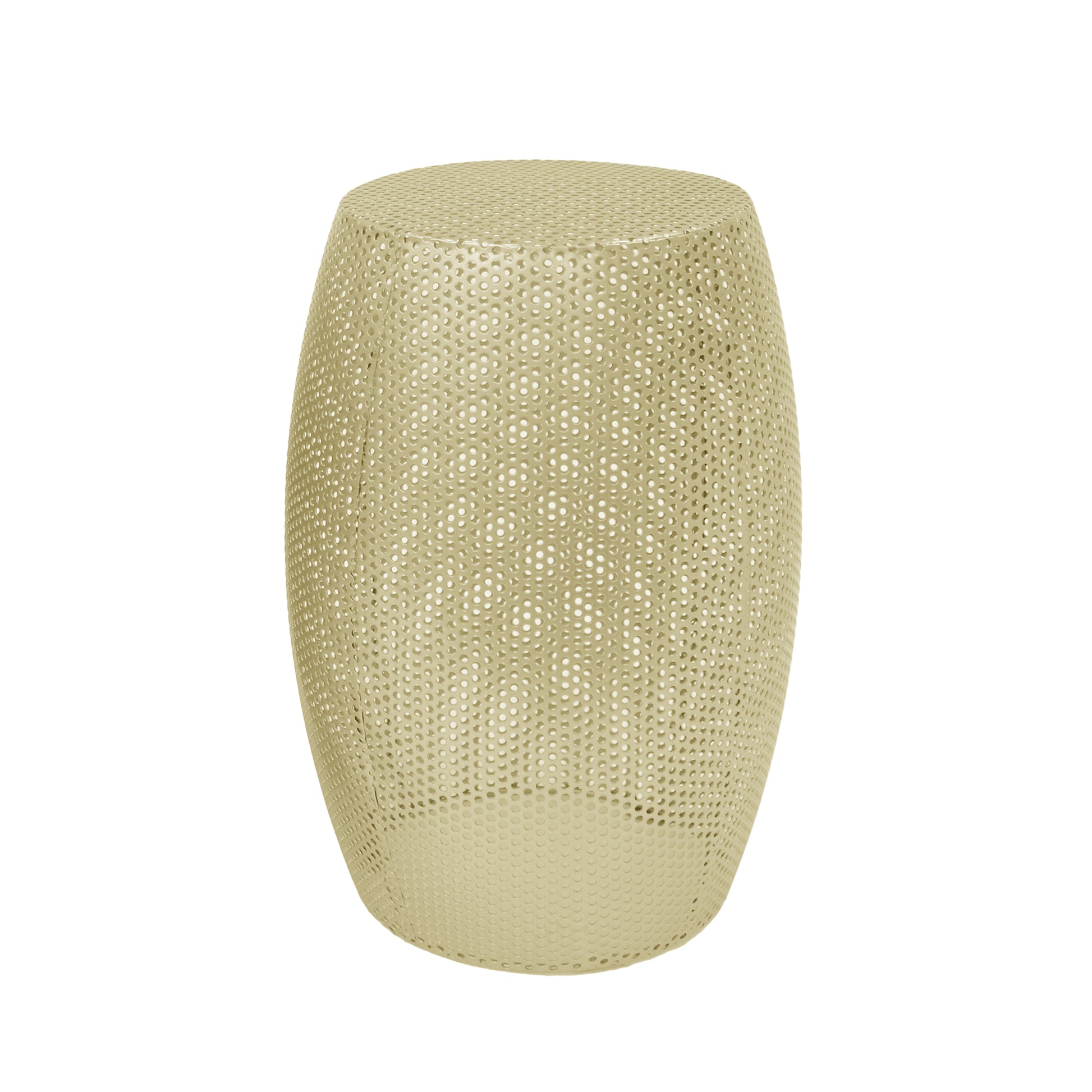 Gold metal perforated barrel side table perfect accent furniture for modern living rooms
