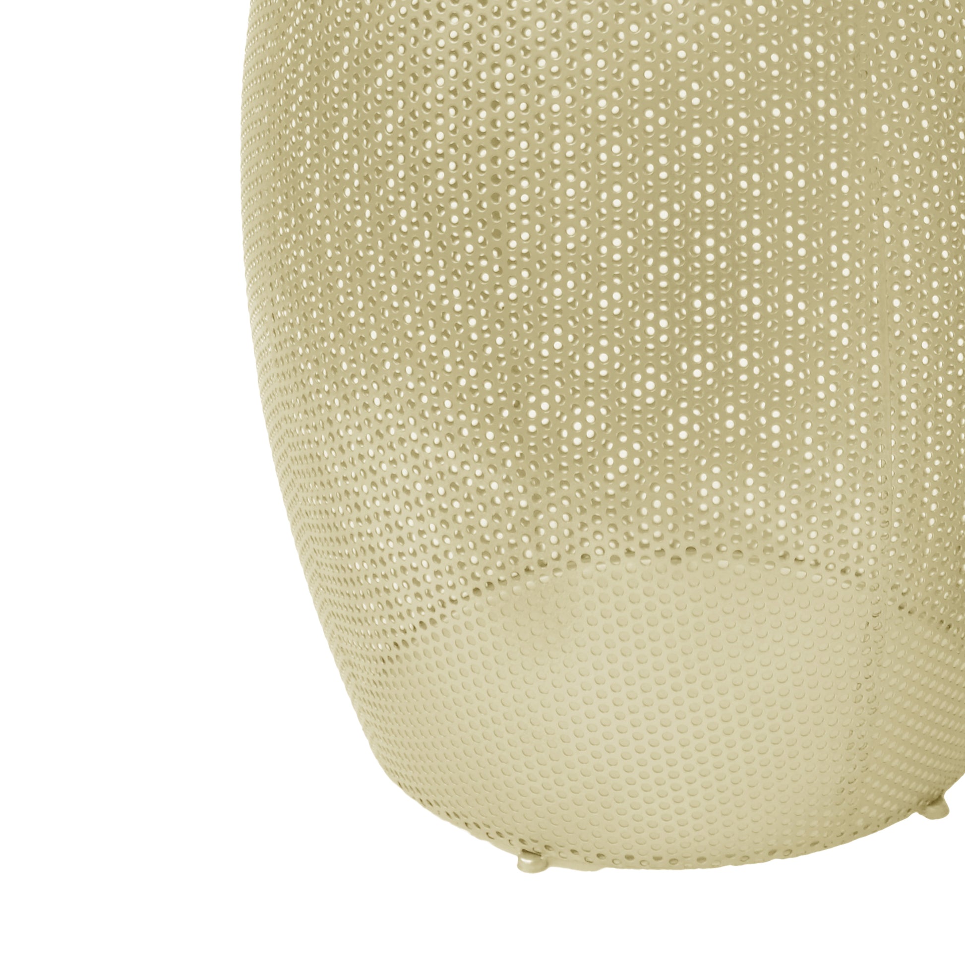 Textured metallic gold round side table with perforated pattern