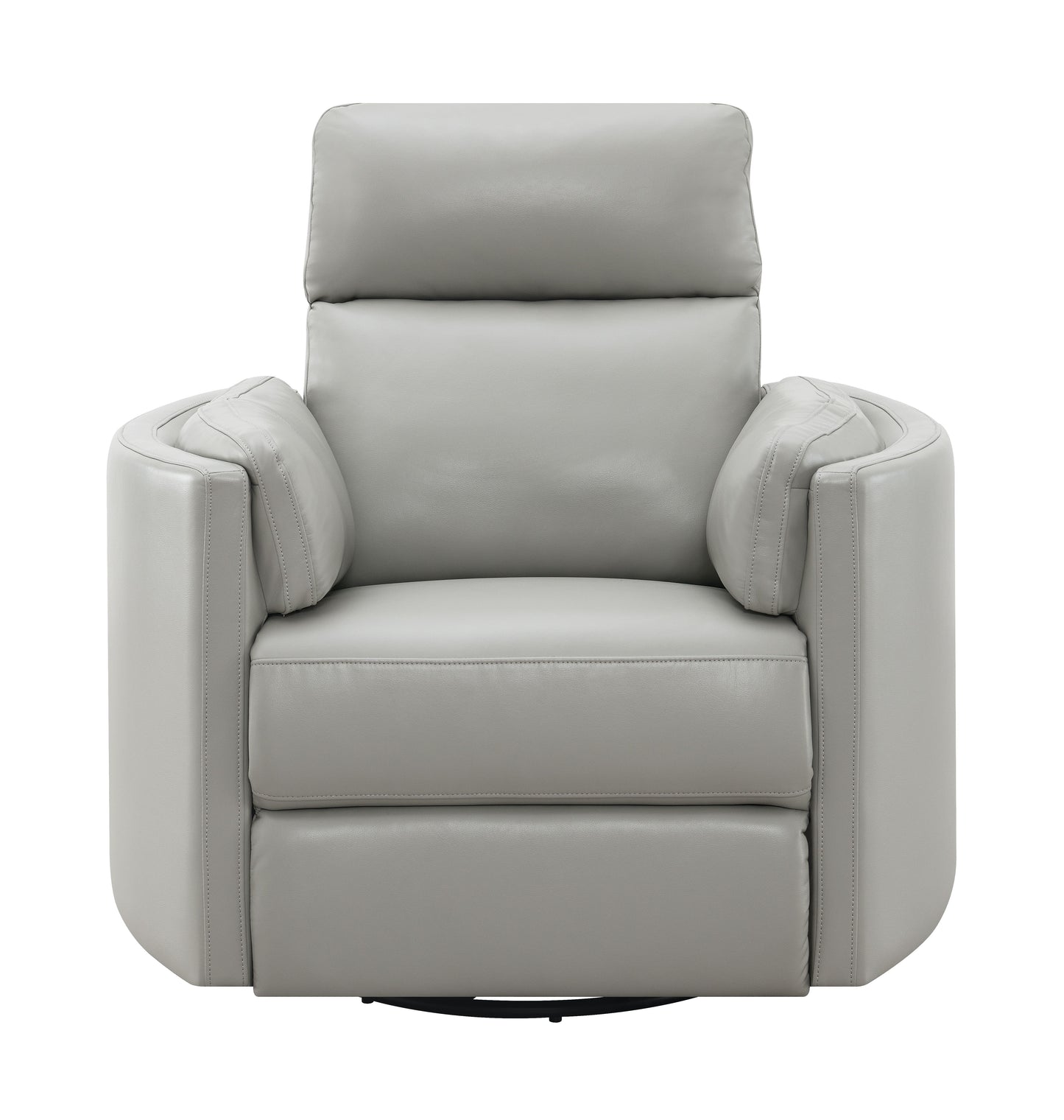 Modern grey leather recliner chair with plush cushioning and sleek armrests